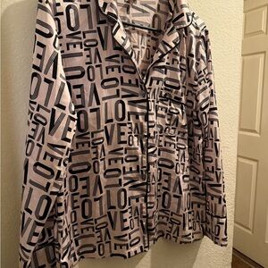 Victoria's Secret Black and Cream Graphic Top